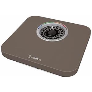 TERRAILLON - Bilancia da bagno meccanica - Quadrante grande con indicatore BMI, 150 kg max - Modello 'Nautic Up', marrone