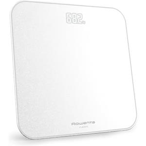 Rowenta Classic 2.0, Bilancia con Schermo Invisibile LED Facile da Leggere, Capacità 180kg, Design Moderno e Funzioni Intelligenti, AutoAccensione e Spegnimento Automatico, Colore Bianco, BS1901V1
