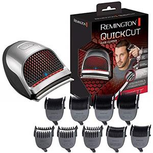 Remington Tagliacapelli - Lame in acciaio Inox con tecnologia CurveCut: segue la linea della testa - 9 pettini + custodia, funzionamento con batteria agli ioni di litio, QuickCut HC4250