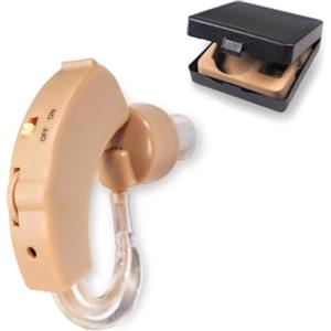 Mobiclinic®, Amplificatore acustico, Ear plus 2, 5 livelli di volume, Formato mini, Per entrambe le orecchie, Leggero e portatile, Funzionamento a batteria, Include tappi ricariche