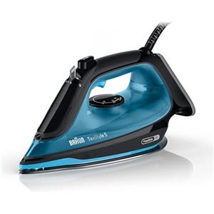 Braun TexStyle 5 SI5256BL, Ferro da Stiro con Piastra FreeGlide 3D SuperCeramic, Punta di Precisione, Manico Aperto Ergonomico, Ricarica 300ml, Sistema Antigoccia, Colpo Vapore 210 g/min, 2600W, Blu