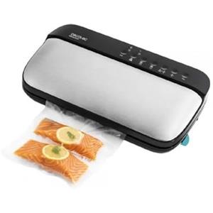 Cecotec Macchina sottovuoto per alimenti Sealvac Steel. 120 W, Pressione 0,9 bar, 4 modalità di funzionamento, compatibile con sacchetti generici, include 5 sacchetti, rotolo per goffratura
