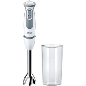 Braun Minipimer MultiQuick 5 Vario MQ5200 Frullatore ad Immersione, 21 Velocità, Preciso e Potente, Impugnatura Ergonomica, Dotato Bicchiere da 600 ml, Potenza 1000W, 1 accessorio, Bianco/Grigio