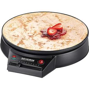SEVERIN Crepiera Elettrica, 30 cm, 1000W, Piastra Antiaderente, Temperatura Regolabile, Spatola e Giracrepes in Legno Inclusi, Spia Luminosa, 30,5 x 34,5 x 8,0 cm, Nero - CM 2198