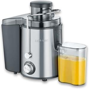 SEVERIN Centrifuga Frutta e Verdura, 400W, 19.000 giri/min, 2 Velocità, Contenitore Succo 0,5L, Contenitore Polpa 1,5L, Antigoccia, BPA Free, 35,0 x 20,0 x 28,0 cm, Nero/Acciaio Inox - ES 3566