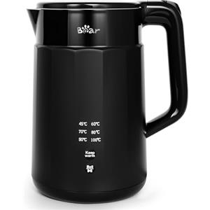 Bear Bollitore elettrico 1800 W-2200 W, 1,7 l, 45 °C ~ 100 °C, con 6 regolazioni di temperatura, spegnimento automatico e funzione di mantenimento in caldo, acciaio inox 304, protezione asciutta