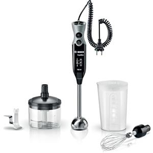 Bosch Frullatore a Immersione MSM67170, 750 W, 12 Velocità, Lama in Acciaio Inox, Impugnatura Ergonomica, Tritatutto, Lama Tritaghiaccio e Frusta Inclusi, Bicchiere Graduato, Cavo a Spirale, Nero