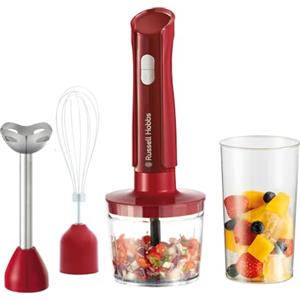 Russell Hobbs Frullatore a Immersione [3 in 1: Frullatore, Frusta e Lame Tritatutto] Desire Rosso (600ml, Parti lavabili in lavastoviglie, Lame acciaio inox, Per frullati, zuppe, salse) 27142-56
