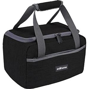 edihome, Borsa Termica Porta Pranzo, Borsa Frigo Piccola, 8L, Lunch Box, Termico, Borsetta, per Lavoro, per Viaggio, Blu, Beige, Nero e Grigio (Nero)