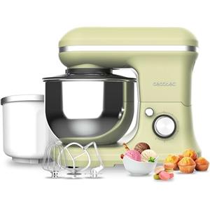 Cecotec Frullatore Impastatore Cecomixer Merengue 5L 1200 Ice-Cream Verde. 1200 W, 5 Funzioni, Ciotola in Acciaio da 5 L e Accessori per Sbattere e Impastare, Include Funzione per Fare il Gelato