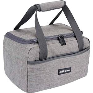 edihome, Borsa Termica Porta Pranzo, Borsa Frigo Piccola, 8L, Lunch Box, Termico, Borsetta, per Lavoro, per Viaggio, Blu, Beige, Nero e Grigio (Grigio)