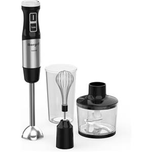 Ibergrif Frullatore a Immersione 1000W 4-in-1 in Acciaio Inox con Regolazione Continua della Velocità e Pulsante Turbo, Minipimer Immersione Set con Tritatutto 500ml, Bicchiere Dosatore 600ml, Frusta