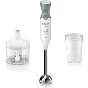 Bosch Frullatore a Immersione MSM66155, 600 W, Impugnatura Ergonomica, Lama a 4 Ali, 12 Livelli di Velocità, Tritatutto, Frusta e Accessorio ProPuree Inclusi, Pratico Bicchiere Graduato, Bianco