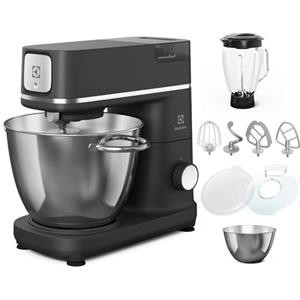 Electrolux Assistent 800 E6KM1-8BPT Impastatrice Planetaria 1200W, 2 Ciotole da 6L e 4L, luce LED, Frusta e Mixer Inclusi, Coperchio per Lievitazione, design elegante Black Pearl
