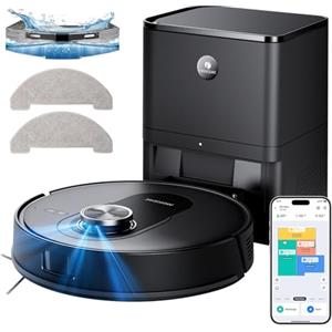 Proscenic Q8 Max+ Robot Aspirapolvere Lavapavimenti con Mappatura 8000Pa, 200 min, Evitamento Automatico Degli Ostacoli, Robot aspirapolvere con WiFi/Alexa/App, per Tappeti/Pavimenti/Peli