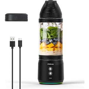 Fridja Frullatore Portatile Impetus 240W - Ricaricabile USB-C, Compatto e Antigoccia, Bottiglia BPA-Free con Lame Seghettate a 6 Foglie - Ideale per Frullati e Shake Proteici - 700ml - Nero