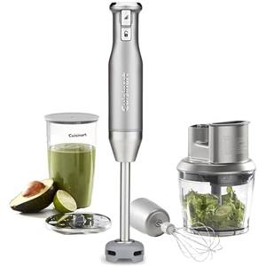 Cuisinart Power Blend frullatore a immersione da 400 W con controllo di velocità variabile, lama inox, campana antigraffio BPA free, frusta, ciotola robot e contenitore Prep-and-Go inclusi