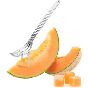 Avilia Forchetta Multiuso per Affettare a Cubetti Melone o Anguria in Acciaio Inox - Ideale per Occasioni Speciali, Taglia e Servi Rapidamente Direttamente dalla Forchetta - Lavabile in Lavastoviglie