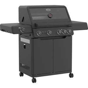 RÖSLE ALLFLAME Hero 4 Barbecue a gas, 4 bruciatori (3.5 kW ciascuno), PRIMEZONE, BACKBURNER, superficie di cottura 70 x 45 cm, griglie in ghisa, alluminio fuso, coperchio con inserto in vetro
