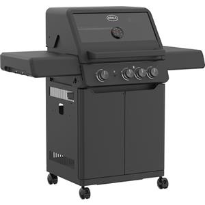 RÖSLE ALLFLAME Peer 3 Barbecue a gas con 3 bruciatori (3.5 kW ciascuno), CRISPZONE (3 kW) fino a 450 °C, superficie di cottura 60 x 45 cm, griglie in ghisa, alluminio pressofuso, inserto in vetro