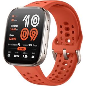 Amazfit Bip 6 Smart Watch 46 mm, batteria da 14 giorni, display AMOLED 1,97", GPS e mappe gratuite, IA, Bluetooth per chiamate e messaggi, Sleep Tracker, 140+ modalità di allenamento, 5 ATM, Rosso