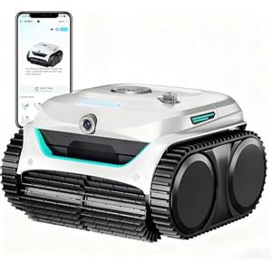 WYBOT (Modello 2025) Robot Piscina C2 Vision-A Wireless con videocamera AI, Filtro Ultrafine, Forte aspirazione, Pulizia Fondo/pareti e Linea d'Acqua, per Piscine Fuori Terra - Bianco