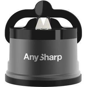 AnySharp Pro Affilacoltelli (Metal) con Ventosa, Metallo Spazzolato