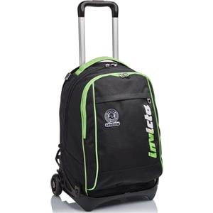 Invicta Trolley Scuola Tech, Nero Verde, Kupang, 3 in 1, Triplo Uso, Zaino Con Carrello Sganciabile e Crossover System, Viaggio e Tempo Libero, Unisex