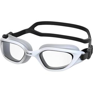 SEAC Mood, occhialini da nuoto con lenti antigraffio e anti-appannamento in policarbonato, guarnizioni in silicone, bianco/nero LT
