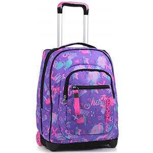 Seven Trolley, Iridescent, Viola, 2 in 1 Zaino con Cross-Over System, Scuola & Viaggio