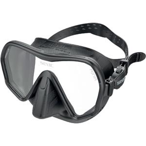 SEAC Ajna, Maschera da Immersioni Subacquee Frameless con Ampia visuale, Facciale 100% Silicone, Nero