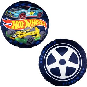 Character World Hot Wheels - Cuscino Rotondo a Forma di Ruota con Licenza Ufficiale | Design Pneumatico da Auto da Corsa | Cuscino Morbido Imbottito | Perfetto per la Camera da Letto o l'Arredamento da Gaming