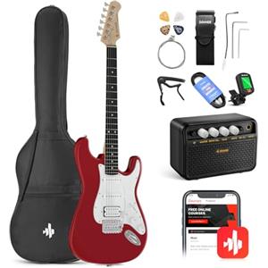 Donner Kit Chitarra elettrica per principianti 39 pollici, pickup S-S-H con amplificatore, borsa, tracolla, corde, accordatore, cavo, plettri, DST100