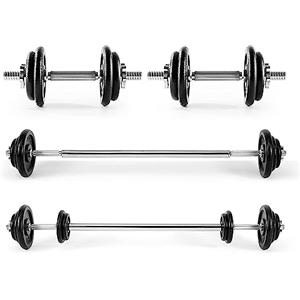 Ultrasport Set di manubri e bilancieri 30 KG, composto da 2 manubri, barra di collegamento al bilanciere più 10 dischi, 4 serrature a stella, set di manubri, set di pesi