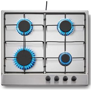 TopStrong Piano Cottura 4 Fuochi Gas, Piano Cottura 60cm da Incasso, Acciaio Inossidabile Fornello a Gas Naturale/Propano, Griglie Smaltate, Finitura Inox Anti Impronta