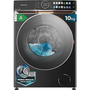 Cecotec Lavatrice 10Kg Carica Frontale Bolero DressCode 10980 Direct Drive Steel A. 1400RPM, Motore Direct Drive, Basso Consumo, Display FullColor, Finiture in Similpelle, Porta XXL, Luce UV e Vapore