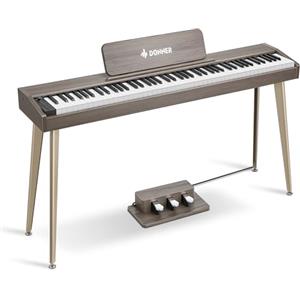 Donner DDP-60 Pianoforte digitale a 88 tasti per principianti, tastiera elettrica con tasti sensibili alla velocità, 128 voci, 83 ritmi, 8 effetti di riverbero, 5 curve di intensità, grigio