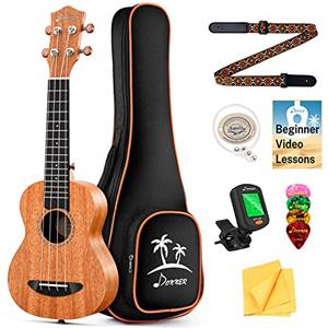 Donner Ukulele tenore in mogano professionale da 26 pollici, kit di base per ukulele con lezioni online gratuite, custodia, tracolla, corde in nylon, accordatore, plettri, panno, set DUT-1 Ukalalee
