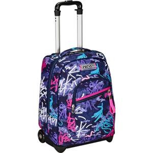 Seven Trolley Fisso, GraffitiMix, Viola, 2 in 1, Doppio Uso, Trolley e Zaino, Zaino Scuola Viaggio, Bambina Ragazza