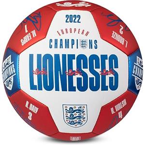 Hy-Pro Pallone da calcio Inghilterra Lionesses Euro Champions Signature, misura 5, bianco/rosso/blu
