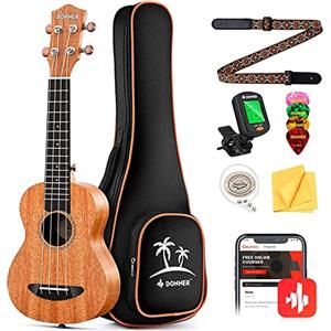 Donner Concert Ukulele Beginner Mahogany 23 Inch Ukulele Kit con lezione online gratuita Gig Bag Tracolla Nylon String Tuner Plettri Panno DUC-1 Scelta regalo