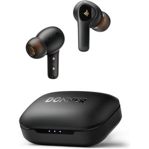 Donner Cuffie Bluetooth Wireless con Noise Cancelling, cancellazione attiva mirata del rumore, 4 mic per chiamate, 32h di svago, EQ personalizzato, Bluetooth 5.2, Nero