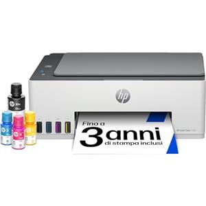 HP Smart Tank 5105 1F3Y3A, Stampante Multifunzione A4 con serbatoio di inchiostro ad alto volume di stampa, stampa fronte/retro manuale, scansione, copia, 22 ppm, USB, Wi-Fi, HP Smart, Bianca