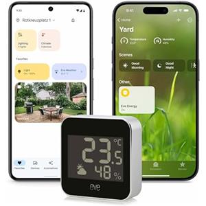 Eve Weather (Matter) - Stazione meteo intelligente per temperatura, umidità, tendenze meteo, resistenza all'acqua IPX4, accesso vocale tramite Google/Alexa/Siri, richiede un Thread Border Router