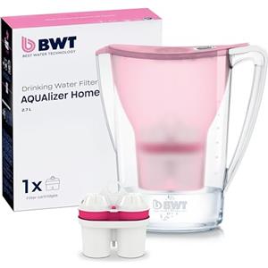 BWT AQUAlizer Home Rosa | Caraffa filtrante 2,6 l con 1 filtro al magnesio | depuratore acqua rubinetto | riduce calcare cloro metalli pesanti | per cucina bevande tè caffè