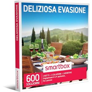 Smartbox -Deliziosa Evasione - Cofanetto Regalo Coppia, 1 Notte con Colazione e Aperitivo per 2 Persone, Idee Regalo Originale, Multicolore