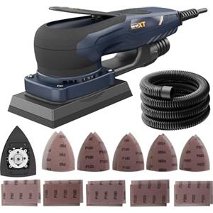 MAXXT Levigatrice Delta e Rettangolare 2IN1 brushless 350W, Diametro orbitale: 3,0mm, 6 velocità regolabili (4000-10000 giri/min), Arresto in 1-2 secondi, Include 20 fogli abrasivi, per angoli stretti