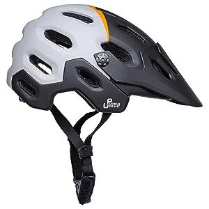 Urban Prime Adventure Helmet, Casco Protettivo con Luci e Visiera, Bici, e-Bike e Monopattino Elettrico Unisex Adulto, Grigio, Nero, Arancione, L (59/61 cm)