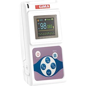 OxyStore GIMA - Pulsossimetro da dito portatile con display a colori e monitoraggio continuo, con software, 35100