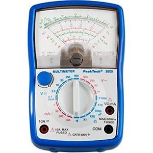 PeakTech 3201 Multimetro analogico voltmetro amperometro tester di continuità ohmetro fino a 600 V AC e DC 10 A adatto per installazioni elettriche a 230 V